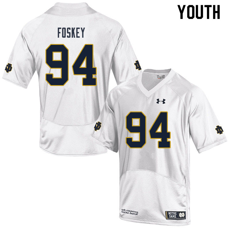 Youth #94 Isaiah Foskey Notre Dame Fighting Irish College Football Jerseys Sale-White - Click Image to Close